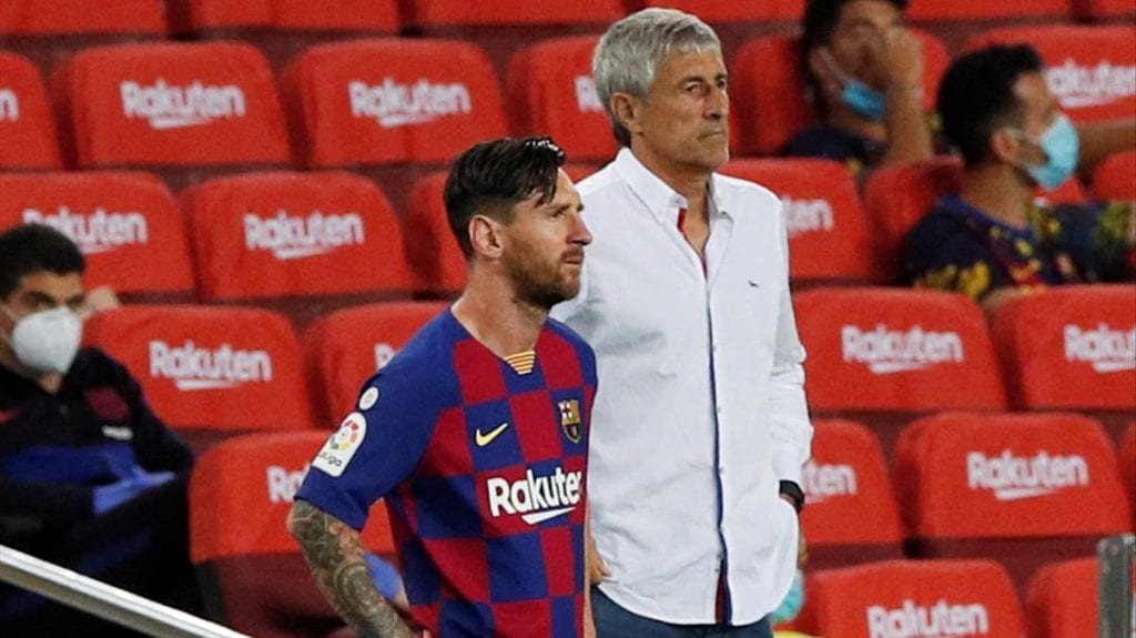 Messi en un partido de la temporada pasada con Setién